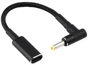 90 Degree Elbow 4.0 x 1.7mm DC Male to USB-C Female Nylon Braided Power Adapter Cable, PD Charging Converter Cord 90 Degree Elbow 4.0 x 1.7mm DC Male to USB-C Female Nylon Braided Power Adapter Cable, PD Charging Converter Cord