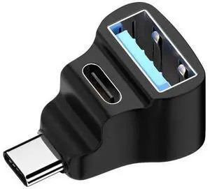 1 to 2 180 Degree U-Shaped USB C Splitter Adapter, USB-C Male to USB-C + USB-A Female Dongle 20Gbps 8K@60Hz Video Output OTG Converter Compatible with Steam Deck, Switch, Laptop, Tablet, Phone 1 to 2 180 Degree U-Shaped USB C Splitter Adapter, USB-C Male to USB-C + USB-A Female Dongle 20Gbps 8K@60Hz Video Output OTG Converter Compatible with Steam Deck, Switch, Laptop, Tablet, Phone