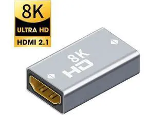 2 Pack Aluminum Alloy HDMI 2.1 Female to Female Coupler, 8K@60Hz HDMI-Compatible Cable Extender Adapter for HDTV, Laptops, TV Boxes 2 Pack Aluminum Alloy HDMI 2.1 Female to Female Coupler, 8K@60Hz HDMI-Compatible Cable Extender Adapter for HDTV, Laptops, TV Boxes