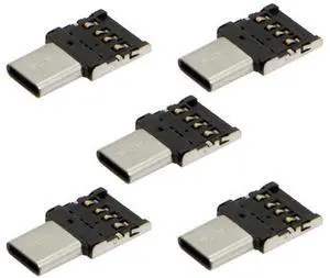 5 Pack Ultra Mini USB-C Male to USB 2.0 Female OTG Adapter, Portable Type-C OTG Connector for Phone, Tablet, Laptop 5 Pack Ultra Mini USB-C Male to USB 2.0 Female OTG Adapter, Portable Type-C OTG Connector for Phone, Tablet, Laptop
