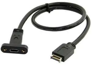 40cm Type-E Key-A Header to Panel Mount USB-C Female Extension Cable | USB3.2 Gen2 10Gbps Front Panel Adapter Cord 40cm Type-E Key-A Header to Panel Mount USB-C Female Extension Cable | USB3.2 Gen2 10Gbps Front Panel Adapter Cord
