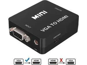 Mini 1080P VGA to HDMI Converter Adapter with Micro USB Power & 3.5mm Audio Cable, VGA to HDMI Audio Video Connector for PC Laptop DVD, Black Mini 1080P VGA to HDMI Converter Adapter with Micro USB Power & 3.5mm Audio Cable, VGA to HDMI Audio Video Connector for PC Laptop DVD, Black