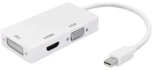 3-in-1 Mini DP to HDMI DVI VGA Adapter, Mini DisplayPort 1.2 4K Converter, Thunderbolt 1/2 Compatible for PC, Projectors, Monitors & HDTV 3-in-1 Mini DP to HDMI DVI VGA Adapter, Mini DisplayPort 1.2 4K Converter, Thunderbolt 1/2 Compatible for PC, Projectors, Monitors & HDTV