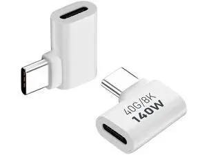 2 Pack White 90 Degree Right Angle USB C Male to Female Elbow Adapter, 140W PD Fast Charging Type-C Extender Compatible with Thunderbolt 3/4, MacBook Pro/Air, Laptops, Phones & All USB-C Devices 2 Pack White 90 Degree Right Angle USB C Male to Female Elbow Adapter, 140W PD Fast Charging Type-C Extender Compatible with Thunderbolt 3/4, MacBook Pro/Air, Laptops, Phones & All USB-C Devices