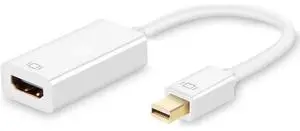White Mini DP to HDMI Adapter, 4K Mini DisplayPort (Thunderbolt Compatible) Male to Female AV Converter for MacBook & iMac White Mini DP to HDMI Adapter, 4K Mini DisplayPort (Thunderbolt Compatible) Male to Female AV Converter for MacBook & iMac