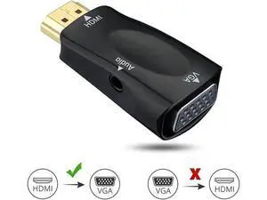 Gold-Plated 1080P HDMI to VGA Video Adapter Converter Black, Digital HDMI to Analog VGA Connector for PC Laptop Desktop DVD TV TV Box Gold-Plated 1080P HDMI to VGA Video Adapter Converter Black, Digital HDMI to Analog VGA Connector for PC Laptop Desktop DVD TV TV Box