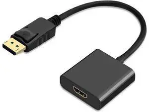Black DP Male to HDMI Female Adapter, DisplayPort to HDMI Audio Video Converter for DP Laptops Desktops to HDMI Monitors HDTV Projectors Black DP Male to HDMI Female Adapter, DisplayPort to HDMI Audio Video Converter for DP Laptops Desktops to HDMI Monitors HDTV Projectors