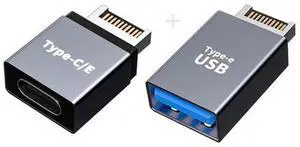 2PCS USB 3.1 Type-E Male to USB-A + USB-C Dual Port Motherboard Front Panel Extension Adapter 2PCS USB 3.1 Type-E Male to USB-A + USB-C Dual Port Motherboard Front Panel Extension Adapter