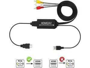 3RCA AV to HDMI Converter Cable, Composite CVBS RCA to HDMI Adapter Supports PAL/NTSC 1080P for VCR, DVD, Game Consoles & Old Cameras 3RCA AV to HDMI Converter Cable, Composite CVBS RCA to HDMI Adapter Supports PAL/NTSC 1080P for VCR, DVD, Game Consoles & Old Cameras