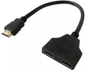 1PC HDMI V1.4 Y Splitter Cable, 1 Male to 2 Female Dual Port 1080P HDMI-Compatible 1 In 2 Out Converter Cord 1PC HDMI V1.4 Y Splitter Cable, 1 Male to 2 Female Dual Port 1080P HDMI-Compatible 1 In 2 Out Converter Cord
