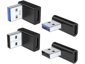 4 Pack 90 Degree USB A Male to USB C Female Adapter, Up/Down Left/Right Angle Type C Elbow Converter Black Compatible with Laptop PC USB Charger Power Bank All USB-C Devices 4 Pack 90 Degree USB A Male to USB C Female Adapter, Up/Down Left/Right Angle Type C Elbow Converter Black Compatible with Laptop PC USB Charger Power Bank All USB-C Devices