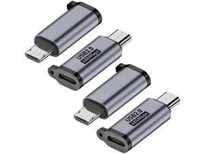 4 Pack Grey Micro USB Male to USB C Female Adapter, USB 2.0 Charging & Data Sync Converter Compatible with Samsung Galaxy S7/S7 Edge, Nexus 5/6 & Micro USB Devices 4 Pack Grey Micro USB Male to USB C Female Adapter, USB 2.0 Charging & Data Sync Converter Compatible with Samsung Galaxy S7/S7 Edge, Nexus 5/6 & Micro USB Devices