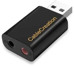 Black USB External Stereo Sound Card Adapter with Independent 3.5mm Headphone & Mic Jack, Plug-and-Play Audio Converter Compatible with PS4 PS5 Windows Mac Linux Black USB External Stereo Sound Card Adapter with Independent 3.5mm Headphone & Mic Jack, Plug-and-Play Audio Converter Compatible with PS4 PS5 Windows Mac Linux