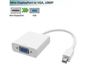 Active Thunderbolt Mini DisplayPort to VGA Adapter, Mini DP to VGA Converter Supports Max 1920x1200 1080P Full HD, Compact White MDP to VGA Dongle for Laptop, PC, Monitor, Projector Active Thunderbolt Mini DisplayPort to VGA Adapter, Mini DP to VGA Converter Supports Max 1920x1200 1080P Full HD, Compact White MDP to VGA Dongle for Laptop, PC, Monitor, Projector