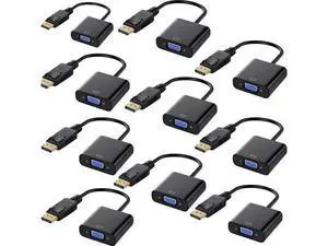 DisplayPort to VGA, Gold-Plated DP to VGA Adapter (Male to Female) Compatible with Computer, Desktop, Laptop, PC, Monitor, Projector, HDTV (Black) 10-Pack DisplayPort to VGA, Gold-Plated DP to VGA Adapter (Male to Female) Compatible with Computer, Desktop, Laptop, PC, Monitor, Projector, HDTV (Black) 10-Pack