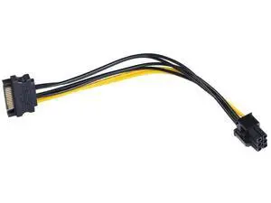 8 Inch/20cm 15Pin SATA to 6Pin PCIe GPU Power Adapter Cable, SATA to PCI-Express Video Card Power Converter Cord 8 Inch/20cm 15Pin SATA to 6Pin PCIe GPU Power Adapter Cable, SATA to PCI-Express Video Card Power Converter Cord