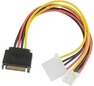 8 Inch SATA to 4Pin LP4 Molex Y Splitter Power Cable, SATA Male to IDE LP4 & Floppy SP4 Female Power Adapter Cord 8 Inch SATA to 4Pin LP4 Molex Y Splitter Power Cable, SATA Male to IDE LP4 & Floppy SP4 Female Power Adapter Cord