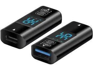 2 Pack USB 3.2 Gen2 USB C Female to USB A Female Coupler with Digital Power Display, 10Gbps Data Transfer Dual-Way Fast Charging Adapter Converter for USB-A & USB-C Devices 2 Pack USB 3.2 Gen2 USB C Female to USB A Female Coupler with Digital Power Display, 10Gbps Data Transfer Dual-Way Fast Charging Adapter Converter for USB-A & USB-C Devices