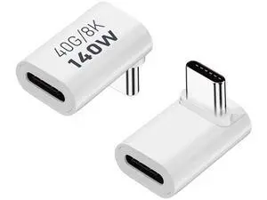 White 2 Pack 90 Degree Right Angle USB-C Male to Female Extension Adapter, 140W PD Fast Charging Type-C Elbow Extender Compatible with Steam Deck, ROG Ally, Switch, Laptops, Tablets & Smartphones White 2 Pack 90 Degree Right Angle USB-C Male to Female Extension Adapter, 140W PD Fast Charging Type-C Elbow Extender Compatible with Steam Deck, ROG Ally, Switch, Laptops, Tablets & Smartphones