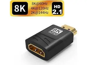 2-Pack HDMI 2.1 Male to Female Gender Changer Adapter, Supports 8K@60Hz, 4K@120Hz, HDR & eARC for HDTV, Laptops, PS4, PS5, Xbox Consoles 2-Pack HDMI 2.1 Male to Female Gender Changer Adapter, Supports 8K@60Hz, 4K@120Hz, HDR & eARC for HDTV, Laptops, PS4, PS5, Xbox Consoles