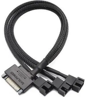SATA to 3 Pin 4 Pin Fan Sleeved Power Splitter Cable Adapter,15Pin SATA to 3 x TX3 / TX4 (PWM) 12V PC Case Fan Cooler Y Splitter Power Extension Cord - 10 Inch,Black SATA to 3 Pin 4 Pin Fan Sleeved Power Splitter Cable Adapter,15Pin SATA to 3 x TX3 / TX4 (PWM) 12V PC Case Fan Cooler Y Splitter Power Extension Cord - 10 Inch,Black