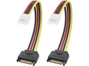 2 Pack 20CM 4Pin FDD Floppy Female to 15Pin SATA Male Power Adapter Cable for SATA Hard Drives 2 Pack 20CM 4Pin FDD Floppy Female to 15Pin SATA Male Power Adapter Cable for SATA Hard Drives