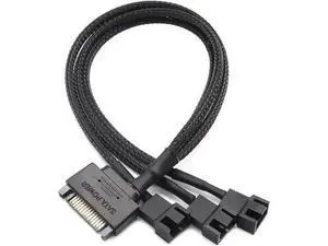 SATA to 3 Pin 4 Pin Fan Sleeved Power Splitter Cable Adapter,15Pin SATA to 3 x TX3 / TX4 (PWM) 12V PC Case Fan Cooler Y Splitter Power Extension Cord - 10 Inch,Black SATA to 3 Pin 4 Pin Fan Sleeved Power Splitter Cable Adapter,15Pin SATA to 3 x TX3 / TX4 (PWM) 12V PC Case Fan Cooler Y Splitter Power Extension Cord - 10 Inch,Black
