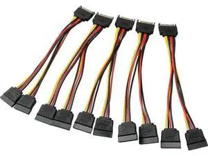 5 Pack 20cm 15Pin SATA Power Y Splitter Cables, SATA Male to Dual 15Pin Female Power Extension Adapter Cord 5 Pack 20cm 15Pin SATA Power Y Splitter Cables, SATA Male to Dual 15Pin Female Power Extension Adapter Cord