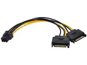 Dual SATA 15Pin to PCIe 6Pin GPU Power Adapter Cable, 12V EPS PCI-E Graphics Card Power Converter Cord Dual SATA 15Pin to PCIe 6Pin GPU Power Adapter Cable, 12V EPS PCI-E Graphics Card Power Converter Cord