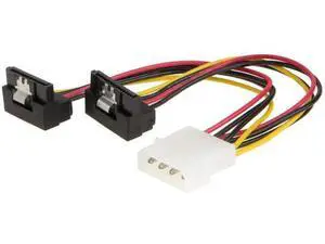 2 Pack 6 Inch Down Angle 4Pin Molex to Dual 15Pin SATA Power Y Splitter Cable Adapter 2 Pack 6 Inch Down Angle 4Pin Molex to Dual 15Pin SATA Power Y Splitter Cable Adapter