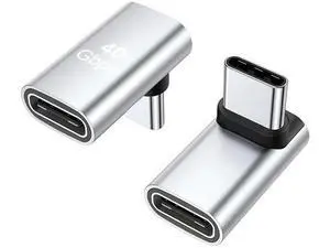 Silver 2 Pack 90 Degree Right Angle USB-C Male to Female Extension Adapter, 100W PD Fast Charging Type-C Elbow Extender Compatible with Steam Deck, ROG Ally, Switch, Laptops, Tablets & Smartphones Silver 2 Pack 90 Degree Right Angle USB-C Male to Female Extension Adapter, 100W PD Fast Charging Type-C Elbow Extender Compatible with Steam Deck, ROG Ally, Switch, Laptops, Tablets & Smartphones