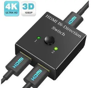 Bi-Directional HDMI Switch Splitter 1 in 2 Out / 2 in 1, 4K Ultra HD 3D 1080P HDMI Adapter, HDCP Compliant Compatible with Xbox, PS3/PS4, Roku, Cable Box, DVD Player, HDTV Bi-Directional HDMI Switch Splitter 1 in 2 Out / 2 in 1, 4K Ultra HD 3D 1080P HDMI Adapter, HDCP Compliant Compatible with Xbox, PS3/PS4, Roku, Cable Box, DVD Player, HDTV