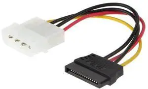 5 Pack 4 Inch 4Pin Molex to 15Pin SATA Power Adapter Cables for PC Storage Devices 5 Pack 4 Inch 4Pin Molex to 15Pin SATA Power Adapter Cables for PC Storage Devices