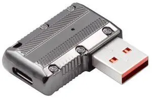 Flat Left 90 Degree Mecha Cyberpunk USB 3.1 Gen2 Adapter, USB-A Male to USB-C Female Low Profile Elbow Connector, 10Gbps Data Transfer & 120W PD Fast Charging Converter Flat Left 90 Degree Mecha Cyberpunk USB 3.1 Gen2 Adapter, USB-A Male to USB-C Female Low Profile Elbow Connector, 10Gbps Data Transfer & 120W PD Fast Charging Converter