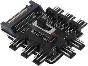 8-Way PC Fan Speed Controller Hub with 7V/12V Switch, SATA Powered 1-to-8 Splitter for 3Pin/4Pin Case Fans PCB Adapter 8-Way PC Fan Speed Controller Hub with 7V/12V Switch, SATA Powered 1-to-8 Splitter for 3Pin/4Pin Case Fans PCB Adapter