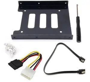 2.5" to 3.5" Metal HDD Mounting Bracket with IDE 4P to SATA 15P & SATA 3.0 Cables, Black Hard Drive Adapter for Desktop & Server SSD/HDD 2.5" to 3.5" Metal HDD Mounting Bracket with IDE 4P to SATA 15P & SATA 3.0 Cables, Black Hard Drive Adapter for Desktop & Server SSD/HDD