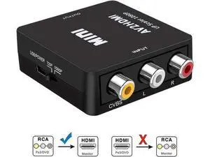 Black Mini 1080P 3RCA CVBS AV to HDMI Converter Adapter, Analog to Digital Audio Video Converter Supports PAL/NTSC with USB Power Cable, for PC Laptop Xbox PS3 PS4 STB VHS VCR DVD Black Mini 1080P 3RCA CVBS AV to HDMI Converter Adapter, Analog to Digital Audio Video Converter Supports PAL/NTSC with USB Power Cable, for PC Laptop Xbox PS3 PS4 STB VHS VCR DVD