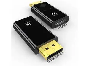 2-Pack Passive DisplayPort to HDMI Adapter, Uni-Directional DP Male to HDMI Female Converter, 24K Gold-Plated Supports 4K, for PC Desktop, GPU, HDTV, Projector 2-Pack Passive DisplayPort to HDMI Adapter, Uni-Directional DP Male to HDMI Female Converter, 24K Gold-Plated Supports 4K, for PC Desktop, GPU, HDTV, Projector