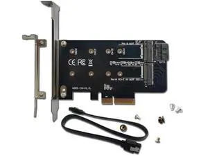 PCIe 4.0 x4 Dual M.2 Adapter Card, Supports 1×M-Key NVMe SSD + 1×B/B+M-Key SATA SSD, Compatible with 2230/2242/2260/2280 NGFF Drives, Comes with SATA 3.0 Cable PCIe 4.0 x4 Dual M.2 Adapter Card, Supports 1×M-Key NVMe SSD + 1×B/B+M-Key SATA SSD, Compatible with 2230/2242/2260/2280 NGFF Drives, Comes with SATA 3.0 Cable