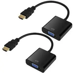 2 Pack Gold-Plated HDMI Male to VGA Female Adapter Black, HDMI to VGA Video Converter for Laptop PC Monitor Projector HDTV Xbox Raspberry Pi Roku Chromebook 2 Pack Gold-Plated HDMI Male to VGA Female Adapter Black, HDMI to VGA Video Converter for Laptop PC Monitor Projector HDTV Xbox Raspberry Pi Roku Chromebook