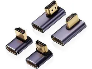 4-Pack 90 Degree HDMI 2.1 Right Angle Adapters, Up/Down/Left/Right Multi-Direction Male to Female Extender, 48Gbps Bandwidth Supports 8K@60Hz & 4K@120Hz for Laptops, DVD Players, UHD TVs, Monitors & P 4-Pack 90 Degree HDMI 2.1 Right Angle Adapters, Up/Down/Left/Right Multi-Direction Male to Female Extender, 48Gbps Bandwidth Supports 8K@60Hz & 4K@120Hz for Laptops, DVD Players, UHD TVs, Monitors & P
