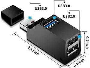 High Speed 3-Port USB 3.0 Hub Splitter, 5Gbps USB Port Expansion Adapter for Desktop PC, Laptops & All Computer USB Peripherals High Speed 3-Port USB 3.0 Hub Splitter, 5Gbps USB Port Expansion Adapter for Desktop PC, Laptops & All Computer USB Peripherals
