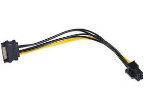 20cm/8 Inch 15Pin SATA to 6Pin PCIe GPU Power Adapter Cable 20cm/8 Inch 15Pin SATA to 6Pin PCIe GPU Power Adapter Cable