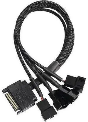 ATA to 3 Pin 4 Pin Fan Sleeved Power Splitter Cable Adapter,15Pin SATA to 4 x TX3 / TX4 (PWM) 12V PC Case Fan Cooler Y Splitter Power Extension Cord - 10 Inch,Black ATA to 3 Pin 4 Pin Fan Sleeved Power Splitter Cable Adapter,15Pin SATA to 4 x TX3 / TX4 (PWM) 12V PC Case Fan Cooler Y Splitter Power Extension Cord - 10 Inch,Black