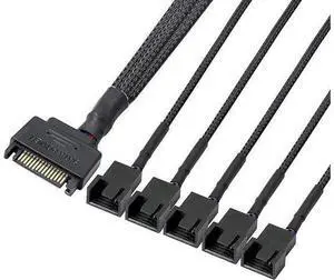 SATA to 3 Pin 4 Pin Fan Sleeved Power Splitter Cable Adapter,15Pin SATA to 5 x TX3 / TX4 (PWM) 12V PC Case Fan Cooler Y Splitter Power Extension Cord - 10 Inch,Black SATA to 3 Pin 4 Pin Fan Sleeved Power Splitter Cable Adapter,15Pin SATA to 5 x TX3 / TX4 (PWM) 12V PC Case Fan Cooler Y Splitter Power Extension Cord - 10 Inch,Black