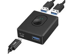 Bi-Directional USB 3.0 Switch for 2 Computers, 2-in-1 / 1-in-2 Out with 10W Charging Port & 2PCS 1M USB 3.0 Cables, Share Mouse Keyboard Printer USB Hub for PC Laptop Car Use Bi-Directional USB 3.0 Switch for 2 Computers, 2-in-1 / 1-in-2 Out with 10W Charging Port & 2PCS 1M USB 3.0 Cables, Share Mouse Keyboard Printer USB Hub for PC Laptop Car Use