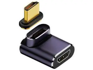 Magnetic 90 Degree Up Angled HDMI 2.1 Adapter, 48Gbps High Speed Gold-Plated HDMI Male to Female Gender Changer Support 8K@60Hz, 4K@120Hz for TV, Monitor, Game Console Magnetic 90 Degree Up Angled HDMI 2.1 Adapter, 48Gbps High Speed Gold-Plated HDMI Male to Female Gender Changer Support 8K@60Hz, 4K@120Hz for TV, Monitor, Game Console
