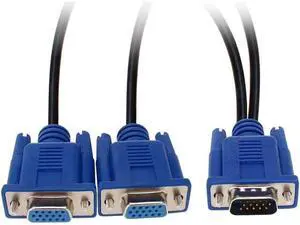 1FT VGA Y Splitter Cable, 1 VGA Male to Dual VGA Female Video Splitter Adapter for Screen Duplication 1FT VGA Y Splitter Cable, 1 VGA Male to Dual VGA Female Video Splitter Adapter for Screen Duplication