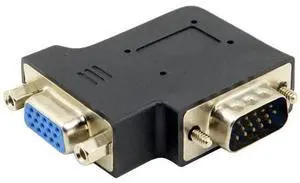 90 Degree Left Angled HDB15Pin VGA Male to Female Gender Changer Adapter, D-Sub SVGA Video Connector for Graphics Card, Monitor, Projector 90 Degree Left Angled HDB15Pin VGA Male to Female Gender Changer Adapter, D-Sub SVGA Video Connector for Graphics Card, Monitor, Projector