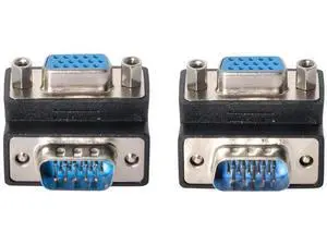 2 Pack 90 Degree Angled VGA Gender Changer, HDB15Pin SVGA Male to Female Right Angle Adapter for Monitor Projector Graphics Card 2 Pack 90 Degree Angled VGA Gender Changer, HDB15Pin SVGA Male to Female Right Angle Adapter for Monitor Projector Graphics Card